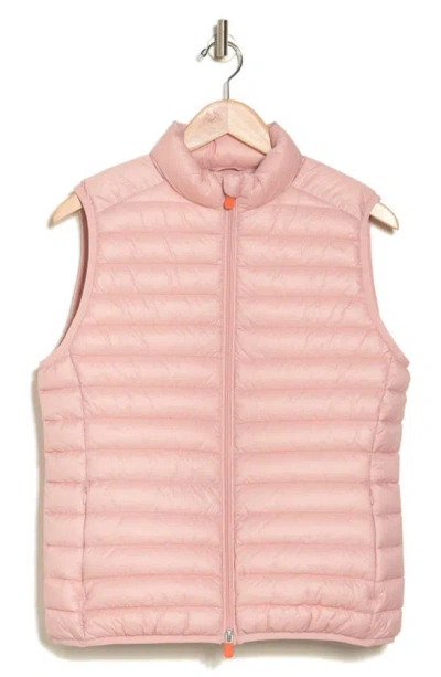 Save The Duck Channel Quilt Vest In Pink