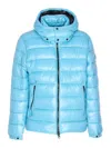 Save The Duck Florian Down Jacket With Lacquered Finish And Removable Hood Clothing In Blue