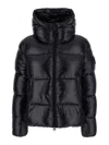 Save The Duck Biddy Black Down Jacket With Hood And Logo Patch On The Sleeve In Tech Fabric Man In Black