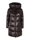 Save The Duck Isabel Hooded Long Puffer Jacket In Brown