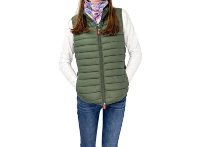 Save The Duck Charlotte Puffer Vest Giga In Thyme Green In Multi