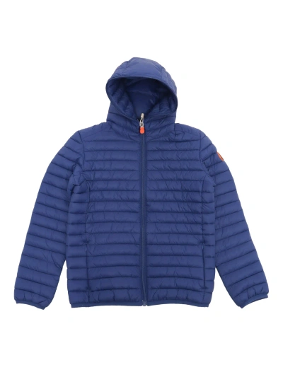 Save The Duck Child's Hooded Down Jacket In Blue