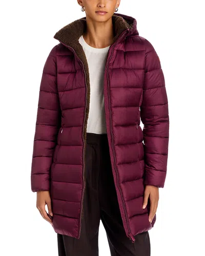 Save The Duck Clelia Faux Fur Trim Hooded Puffer Coat In Red