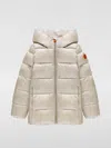Save The Duck Beige Down Jacket For Girl With Logo In Cream