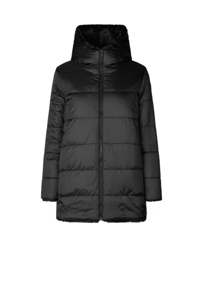 Save The Duck Coat With Hood Woman  D40070w-fury21-35 Bridget In Black
