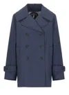 Save The Duck Double-breasted Blue Coat With Tailored Silhouette In Blue