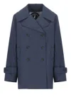 Save The Duck Double-breasted Blue Coat With Tailored Silhouette In Blue