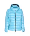 Save The Duck Florian Down Jacket With Lacquered Finish And Removable Hood In Blue