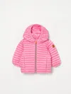 Save The Duck Pink Down Jacket For Baby Girl With Logo In Pink