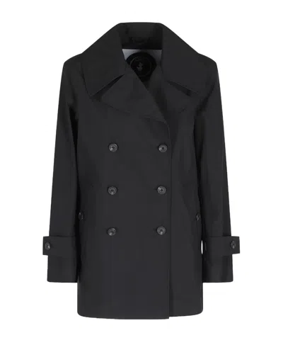 Save The Duck Collared Long-sleeved Coat In Black