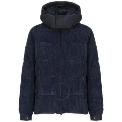 Save The Duck Corduroy Hooded Padded Jacket In Blue
