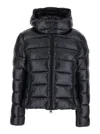 Save The Duck 'cosmary' Black Down Jacket With Removable Hood And Logo Patch On The Sleeve In Black