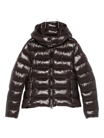 Save The Duck Cosmary Hooded Quilted Jacket In Brown