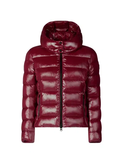Save The Duck Cosmary Hooded Quilted Jacket In Burgundy