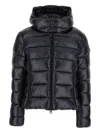 Save The Duck Cosmary Black Down Jacket With Removable Hood And Logo Patch On The Sleeve In Tech Fabric Woman
