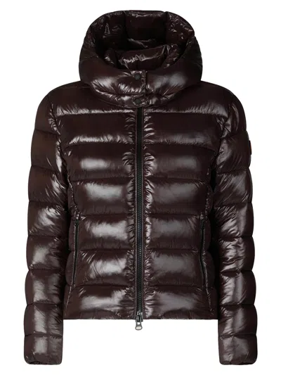 Save The Duck Cosmary Slim Fit Down Jacket With Laqué Finish In Brown