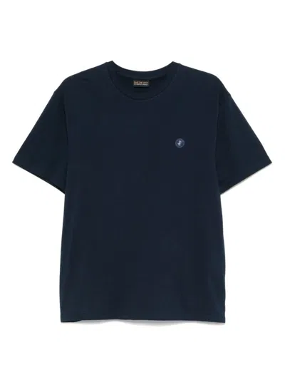 Save The Duck Cotton T-shirt In Navy Blue With Logo