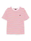 Save The Duck Cotton T-shirt In Red And White Stripes With Logo In Red