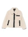 Save The Duck Cropped Beige Jacket With Plush Texture In Neutral