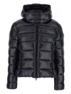 Save The Duck Cropped Black Puffer Jacket With High Collar In Black