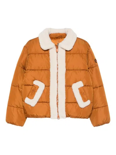 SAVE THE DUCK CROPPED PUFFER JACKET WITH PLUSH SHEARLING COLLAR