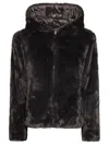 Save The Duck Reversible Black Puffer Jacket With Cozy Hood In Brown