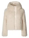 Save The Duck Dada Beige Jacket With Hood And Logo Patch On The Sleeve In Ecofur Woman In Neutral