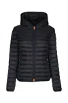 Save The Duck 'daisy' Black Down Jacket With Logo Patch In Eco Tech Fabric Woman