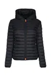 Save The Duck 'daisy' Black Down Jacket With Logo Patch In Eco Tech Fabric Woman In Black