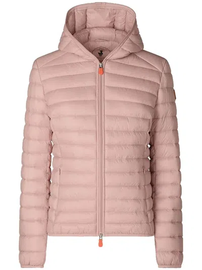 Save The Duck Hooded Quilted Jacket In Pink