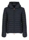 Save The Duck 'daisy' Black Down Jacket With Logo Patch In Eco Tech Fabric Woman In Blue