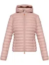 Save The Duck Ladies Pink Daisy Animal Free Hooded Puffer Jacket In Pink