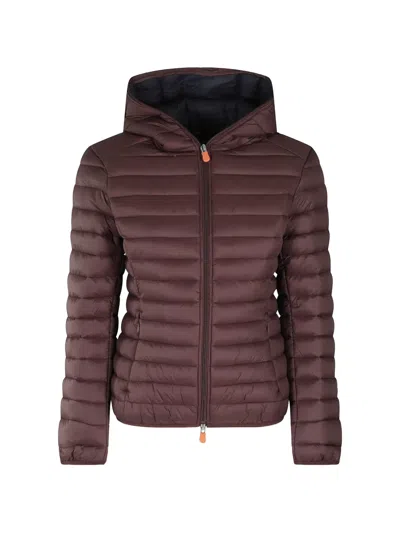 Save The Duck Daisy Quilted Hooded Jacket In Brown