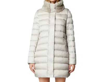 Save The Duck Dalea Puffer Coat With Faux Fur Collar In Rainy Beige In Black
