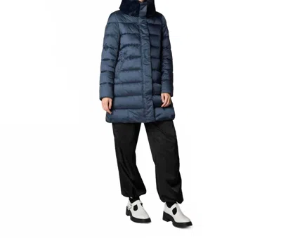 Save The Duck Dalea With Faux Fur Collar Puffer Coat In Night Blue