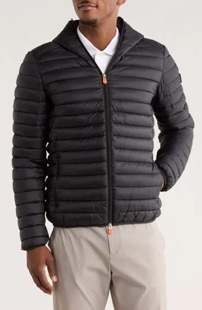 Save The Duck Daniele Water Resistant Hooded Puffer Jacket In Black