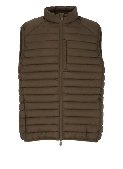 Save The Duck Dave Zip-up Quilted Gilet In Brown