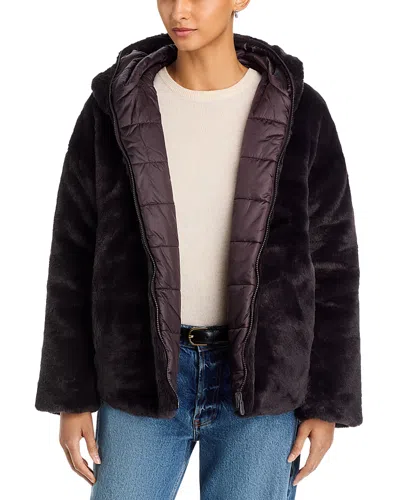 Save The Duck Davina Reversible Faux Fur Hooded Jacket In Brwn Blck