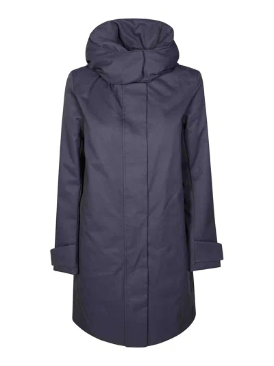 Save The Duck Detachable Hood Technical Wool Coat In Blue