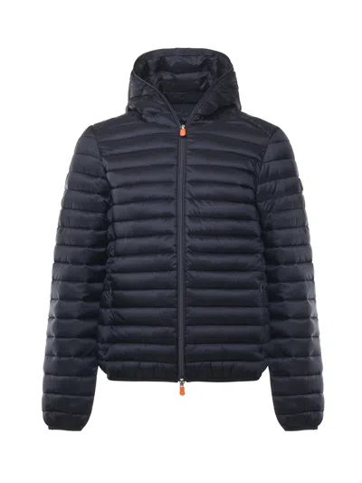 Save The Duck Hooded Zip Ripstop Jacket In Blue