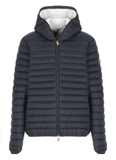 Save The Duck Logo-patch Padded Jacket In Blue