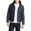 Save The Duck Donald Quilted Hooded Water Resistant Insulated Puffer Jacket In Blue Black