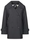 Save The Duck Double-breasted Black Trench Coat With Tailored Silhouette In Black