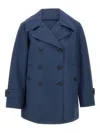 Save The Duck Double-breasted Blue Coat With Tailored Silhouette In Blue