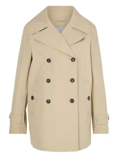 Save The Duck Double-breasted Buttoned Coat In Neutral