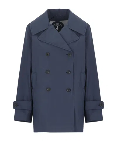 Save The Duck Double Breasted Trench Coat In Blue