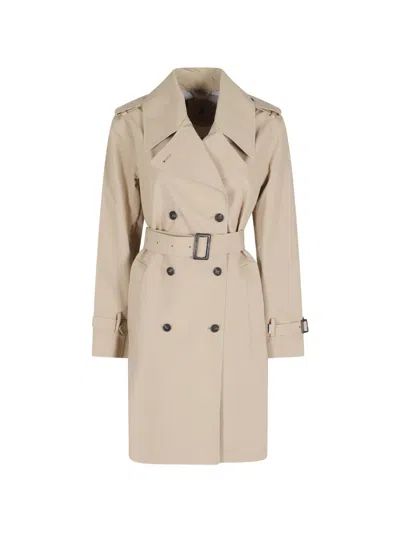 Save The Duck Double-breasted Belted Trench Coat In Nude