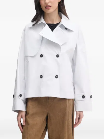Save The Duck Double-breasted Cropped Jacket In White