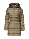 Save The Duck Caroline Longline Puffer Jacket In Mud Grey In Green