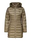 Save The Duck Caroline Longline Puffer Jacket In Mud Grey In Green
